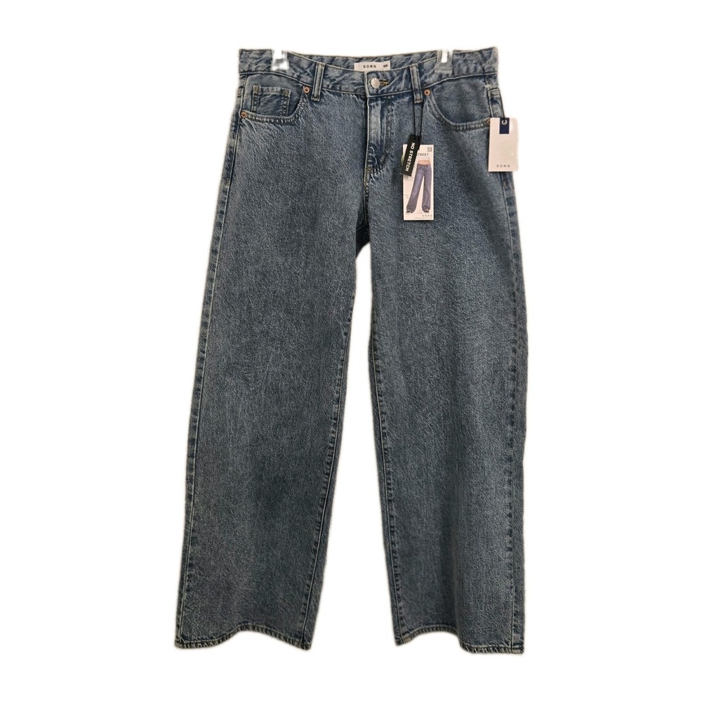 S.O.N.G. Blue Faded Acid Wash Rigid Blue Wide Leg Jeans Denim Size 9 NWT